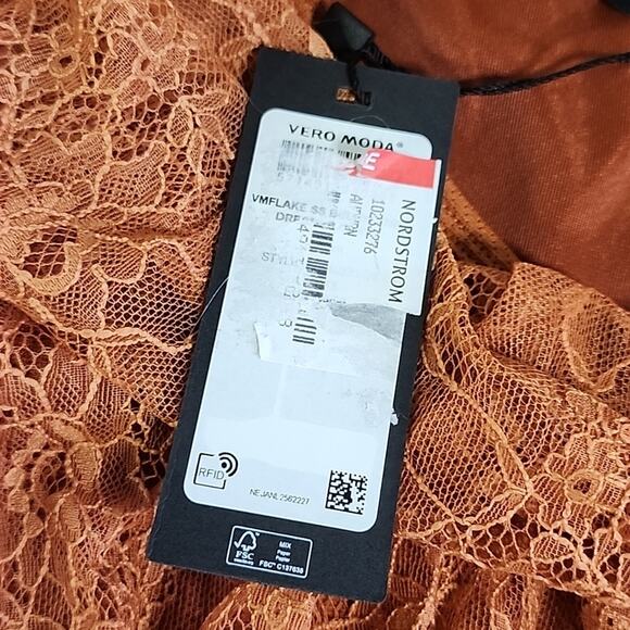Vero Moda Orange Lace Midi Dress - Picture 8 of 13